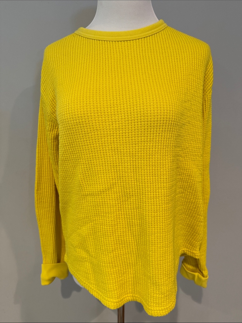 GAP Sweats Yellow Waffle-Knit Crew Sweater- Medium